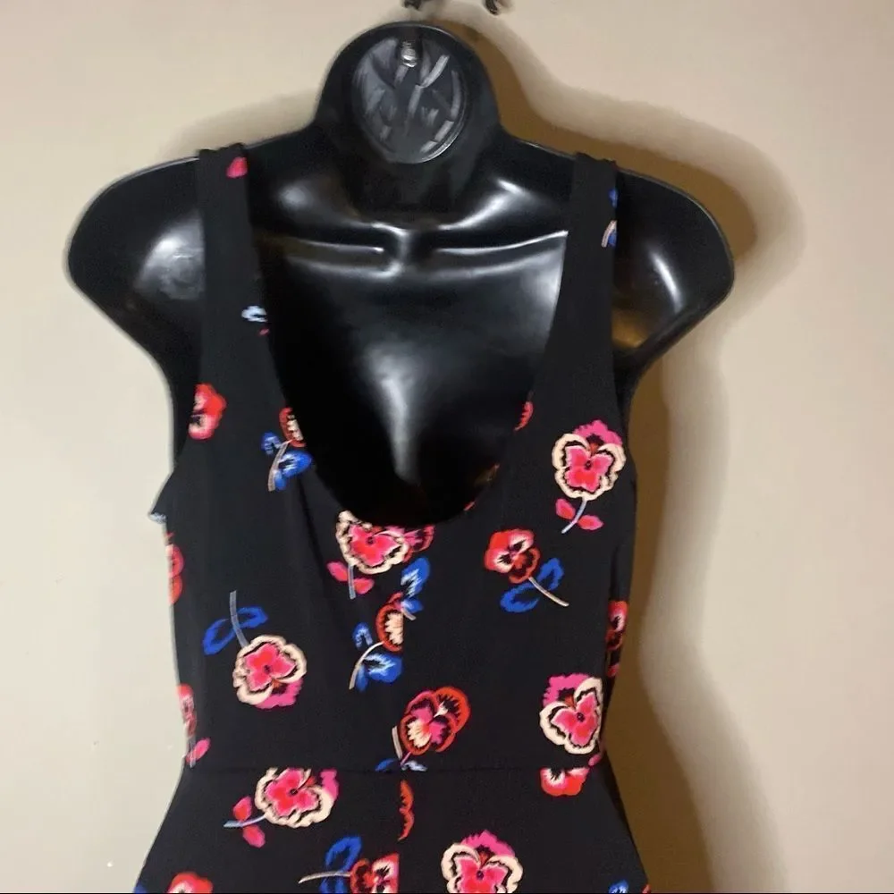 EXPRESS Black Floral Open Cut Sleeveless Midi Dress - Picture 10 of 10